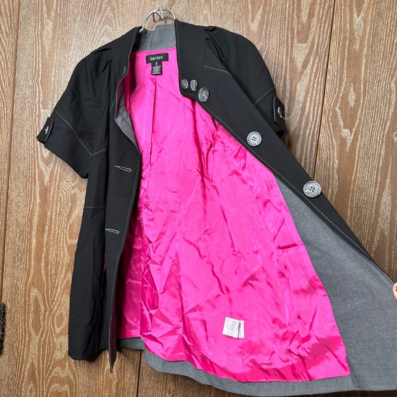 NWT Karen Kane Women Black Short Sleeve Button Up Collarless Blazer Jacket Small - Picture 5 of 9